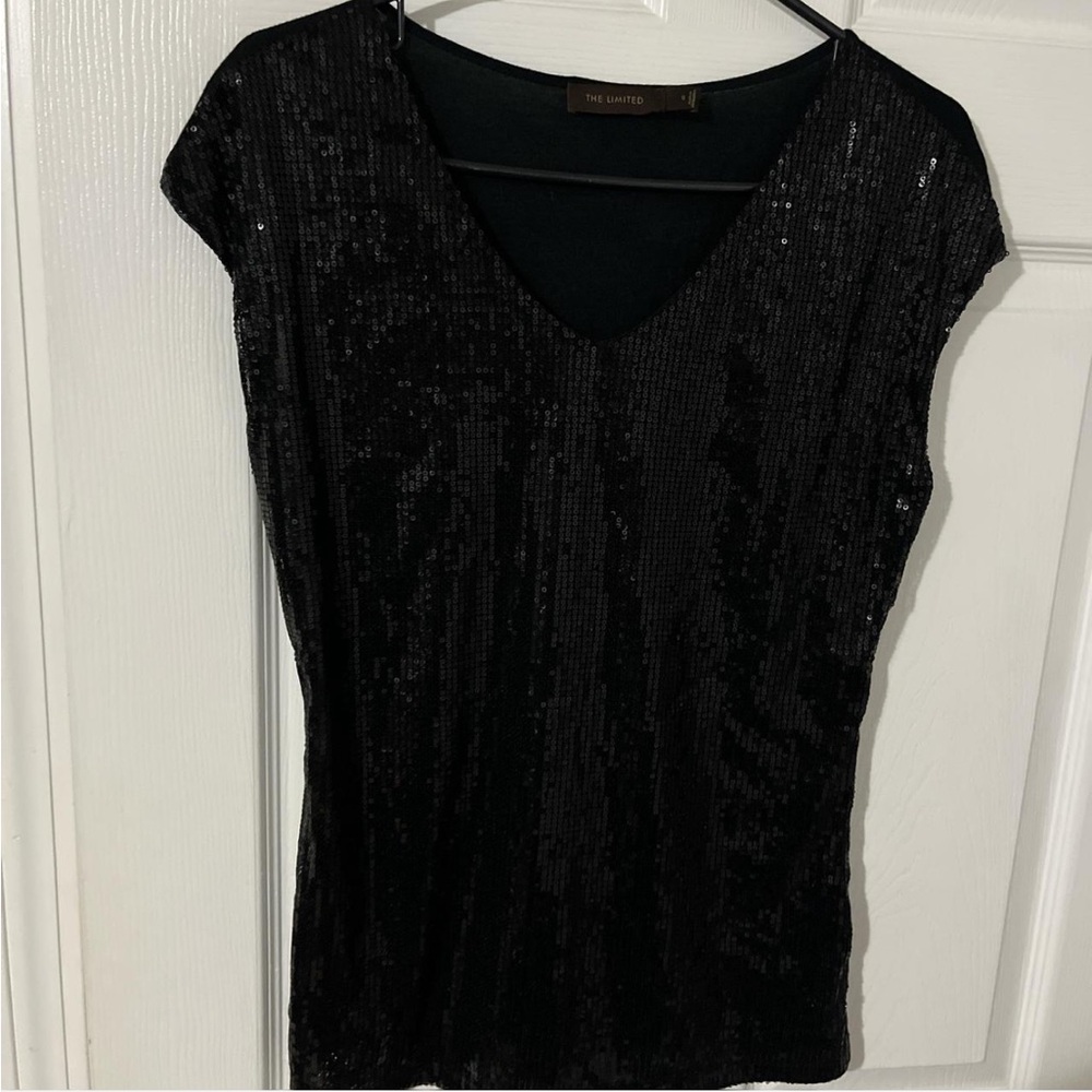 The Limited Black Sequin V-Neck Dress